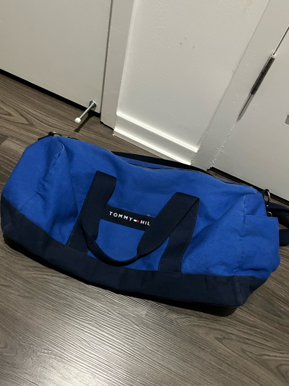 Tommy Hilfiger Blue and Navy Duffel Bag